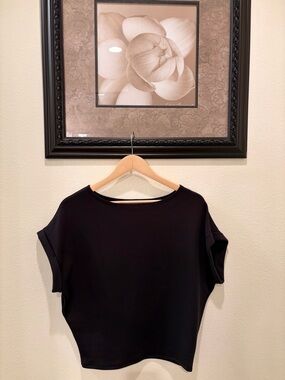 Charlotte Avery Black Cuff Sleeve Modal Scuba Top/ blouse size Small NWOT